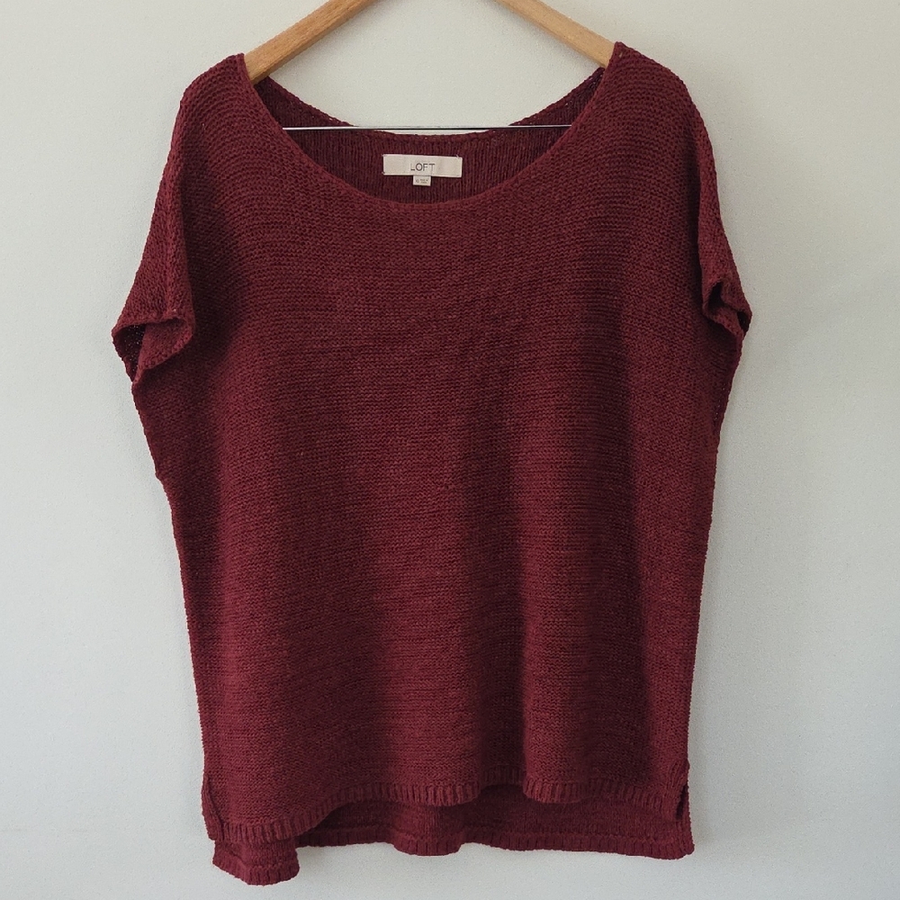 LOFT Maroon Crew Neck Sweater